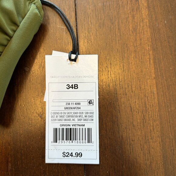 NWT Shade & Shore Bikini Top Green 34B - Picture 6 of 9